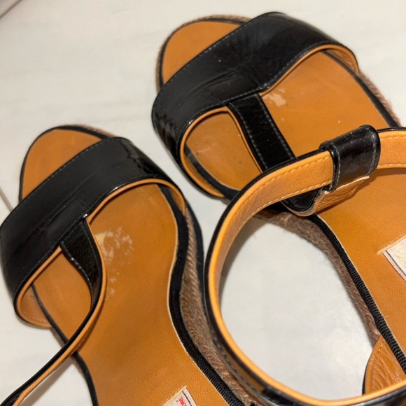 Lanvin Black and Tan Wedge Sandals - Picture 10 of 10